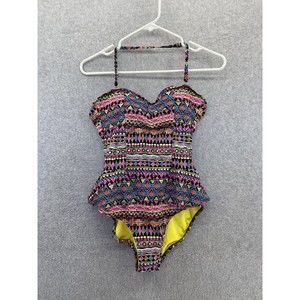 Pink Envelope Women's Swimsuit One Piece Halter Sweetheart Size Small Backless